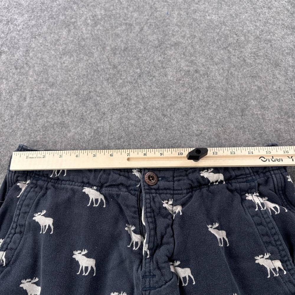 Abercrombie & Fitch Moose Pants Mens Medium Navy Print Lounge Sleep Cotton - Picture 8 of 14